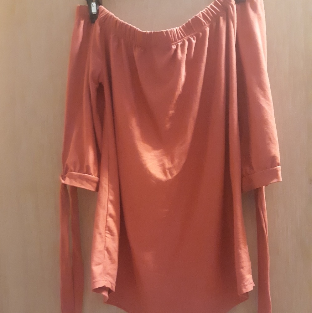 Blush Colored Off The Shoulder Shirt